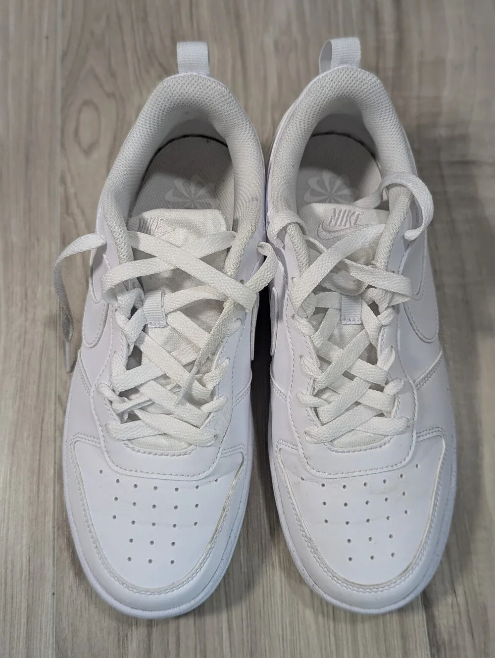 YOUTH White Nike Court Borough Low Recraft Size 7Y Athletic Shoes Leather